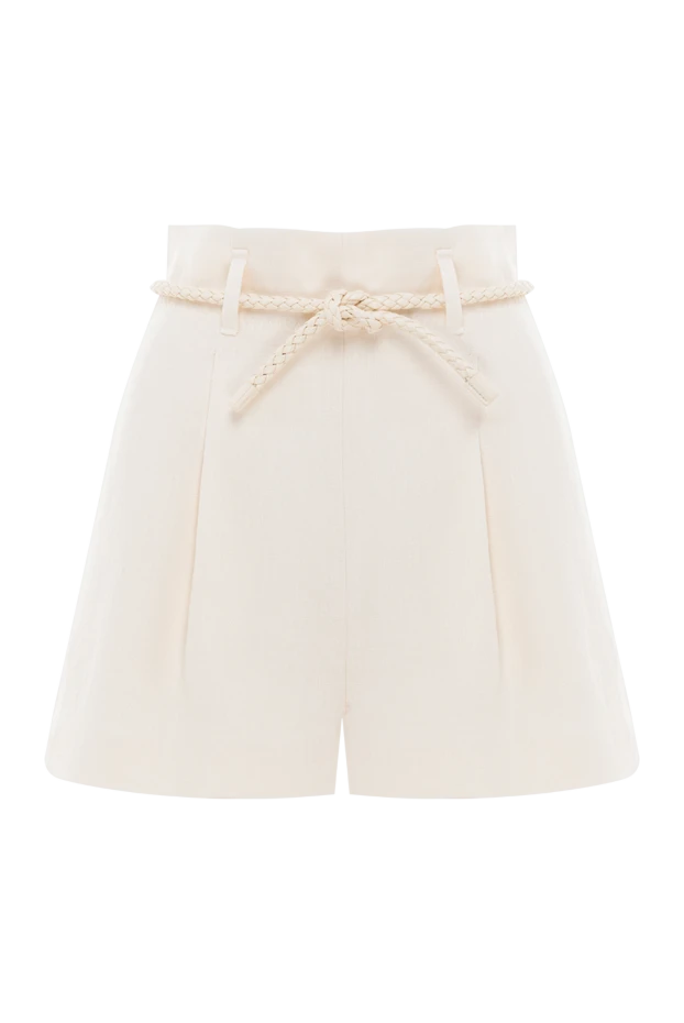 Zimmermann короткі лляні шорти з високою талією crush linen tuck у бежевому кольорі 188873 - фото 1