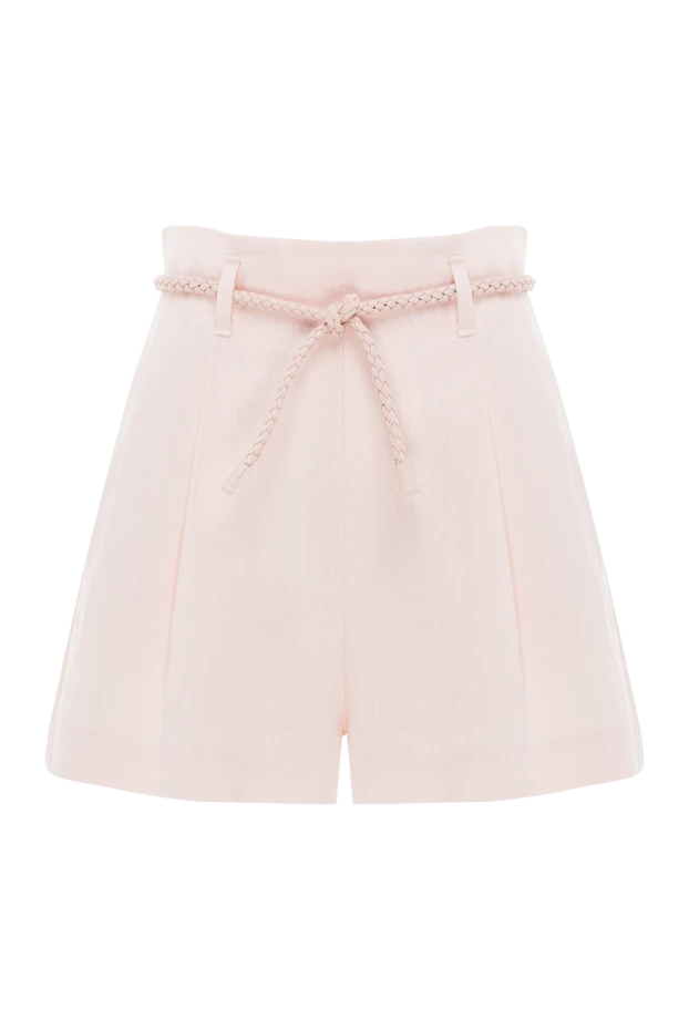 Zimmermann короткі лляні шорти з високою талією crush linen tuck у рожевому кольорі. 188874 - фото 1