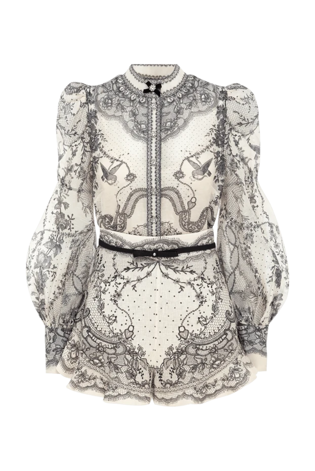 Zimmermann crush body blouse with shorts in beige linen and silk 188880 - photo 1