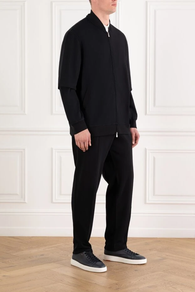 Brunello Cucinelli костюм трикотажный мужской черный с джоггерами на молнии 188900 - фото 3