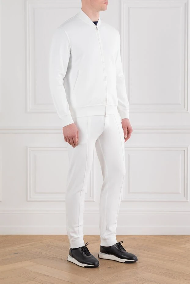 Brunello Cucinelli костюм трикотажный мужской белый с джоггерами на молнии 188907 - фото 3
