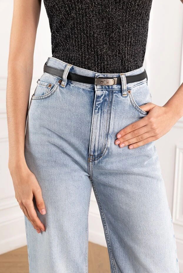 Hermes кожаный ремень из телячьей кожи epsom с палладиевой пряжкой kelly 18 черный 188922 - фото 2