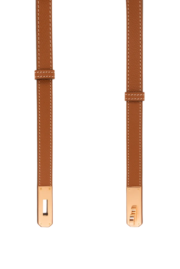 Hermes шкіряний ремінь з телячої шкіри epsom з рожевою пряжкою kelly 18 коричневий 188924 - фото 3