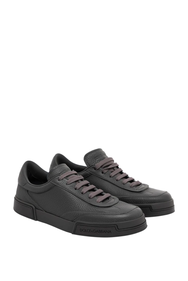 Dolce & Gabbana снікери portofino yacht із м'ятої телячої шкіри сірі 188981 - фото 3