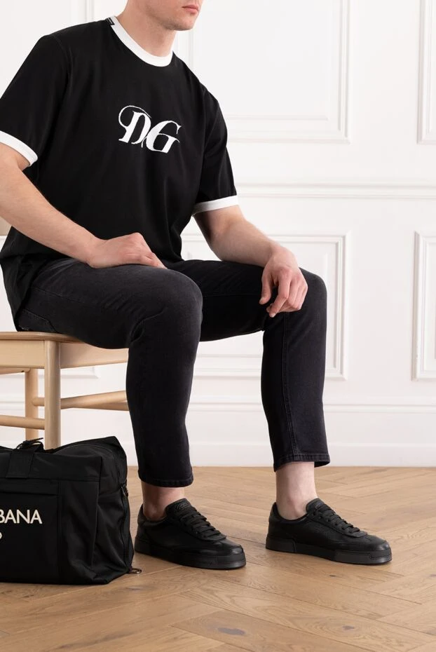 Dolce & Gabbana portofino yacht sneakers in crinkled calfskin black 188982 - photo 2