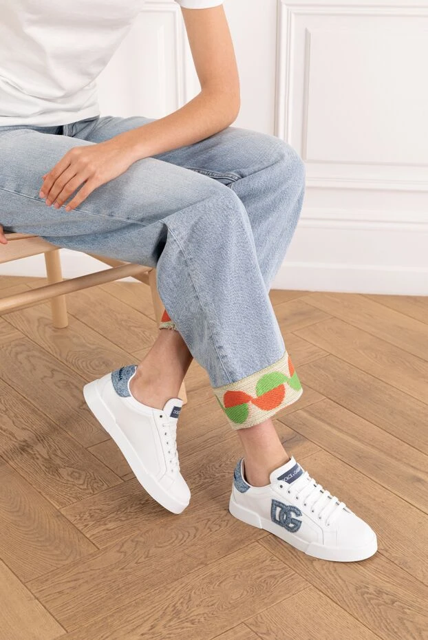 Dolce & Gabbana снікери portofino light з телячої шкіри наппа з аплікацією dg з деніму 188988 - фото 2