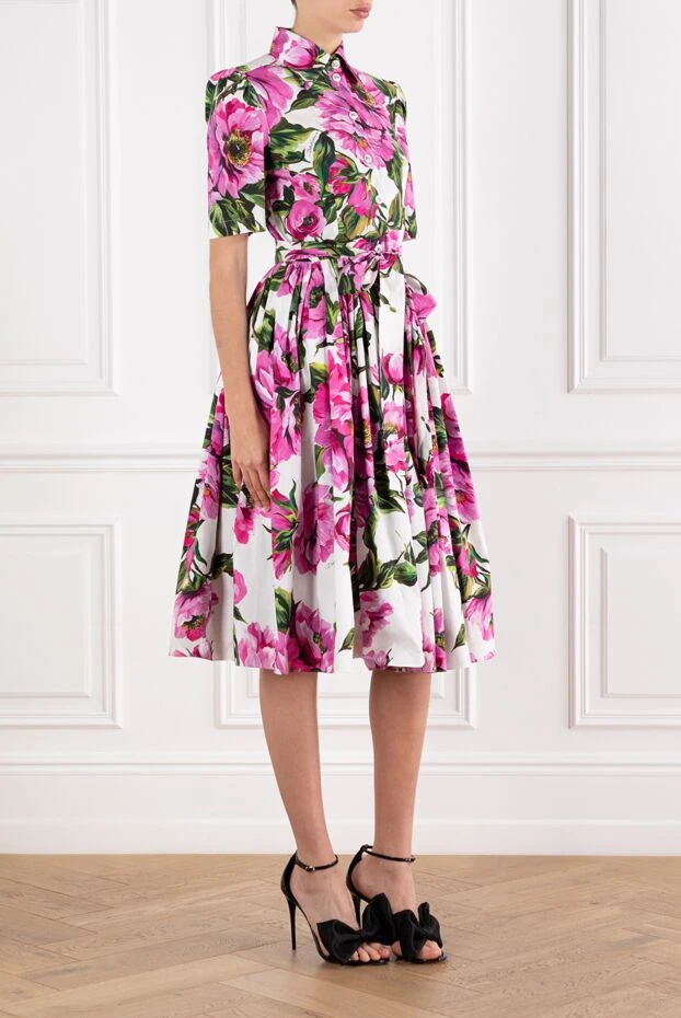 Dolce & Gabbana сукня-сорочка міді з бавовняного попліну з принтом у вигляді півонії 188998 - фото 3