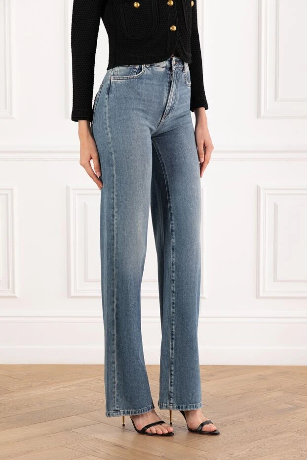 Dolce & Gabbana джинси-дудочки з бавовняного деніму синього кольору жіночі високої посадки 189001 - фото 3