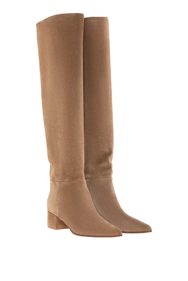 Gianvito Rossi чоботи joelle boot з круглим носком із замші з блочним каблуком бежевий 189003 - фото 3