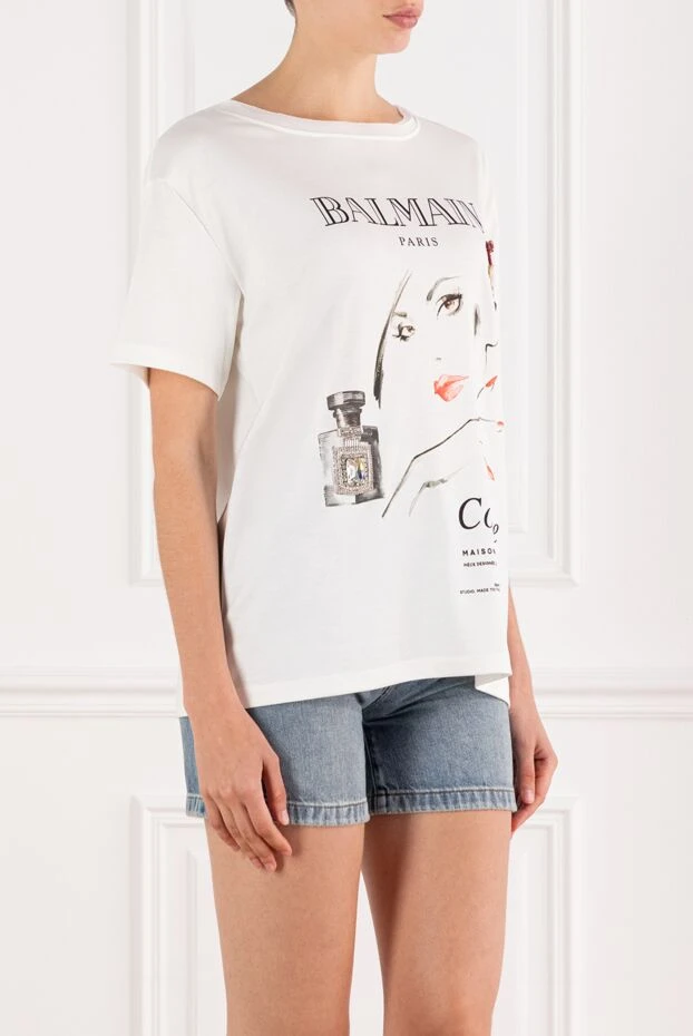 Balmain футболка balmain beauty з принтом та нашивками біла жіноча 189006 - фото 3