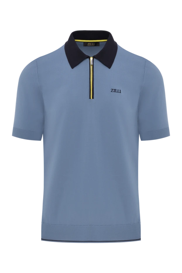 Zilli pale blue onyx zip up polo with contrast collarcotton 189013 - photo 1