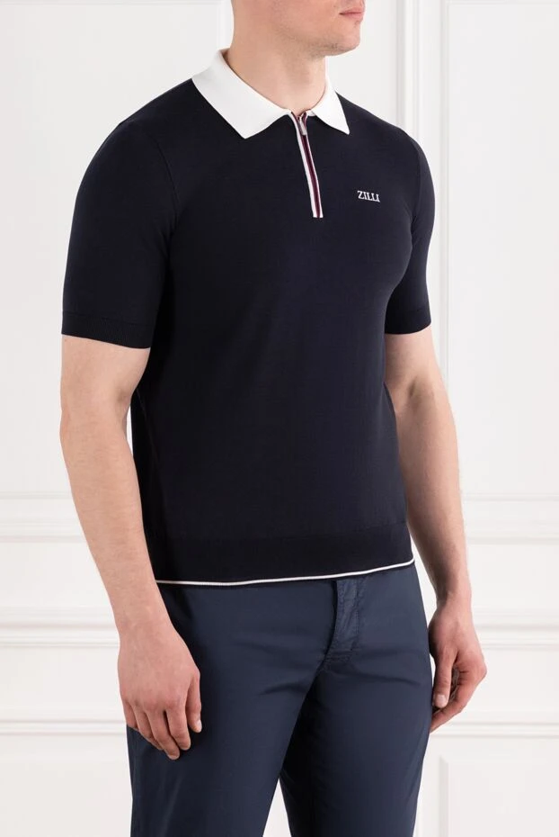 Zilli polo with zip in dark blue zilli golfmade of cotton 189014 - photo 3