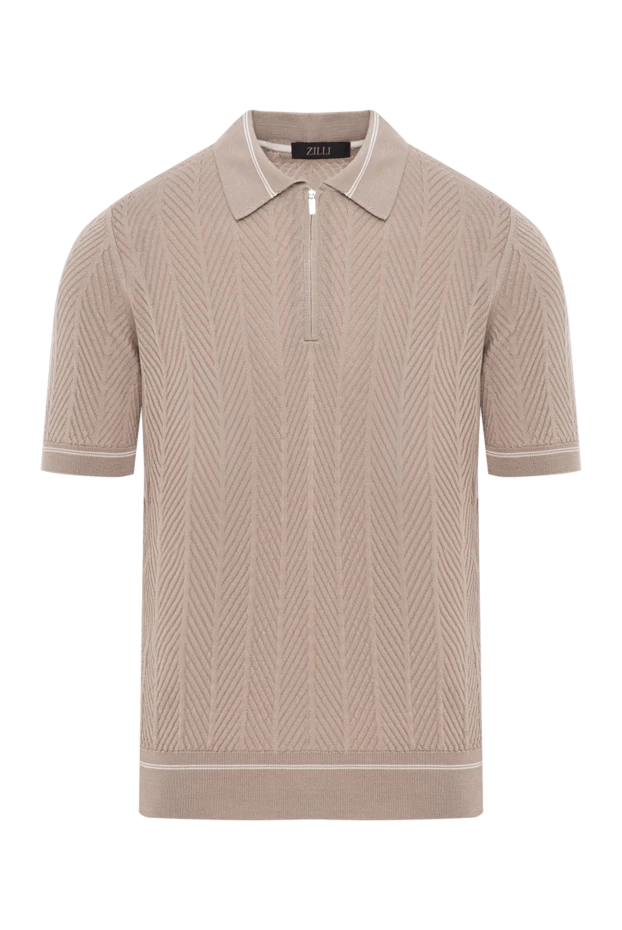 Zilli beige zipped polo shirt with knitted structuremade of silk 189015 - photo 1