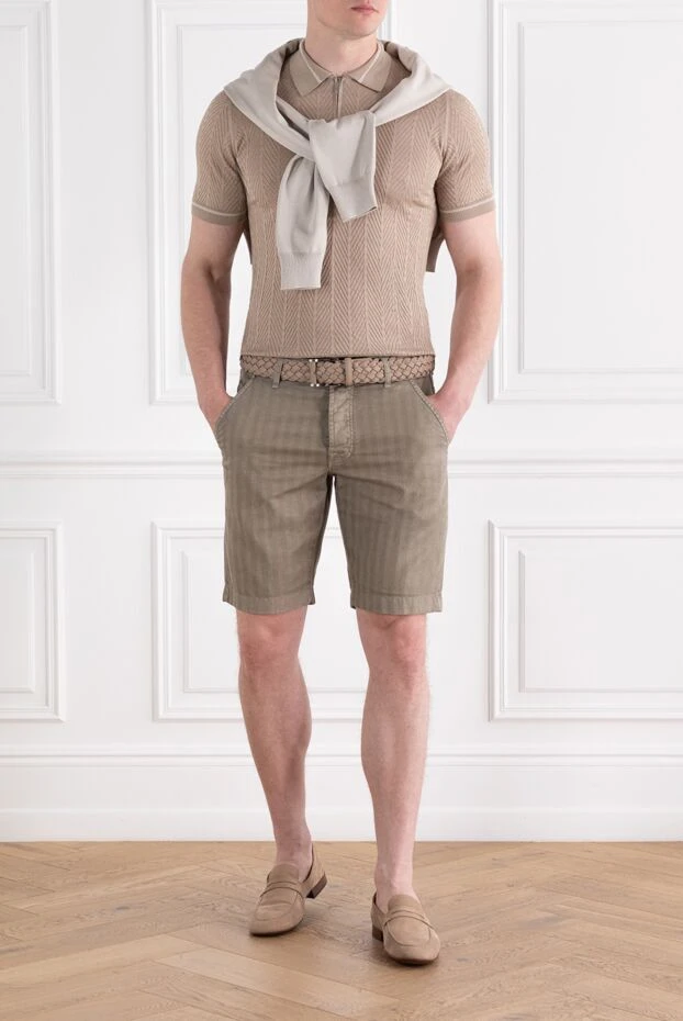 Zilli beige zipped polo shirt with knitted structuremade of silk 189015 - photo 2