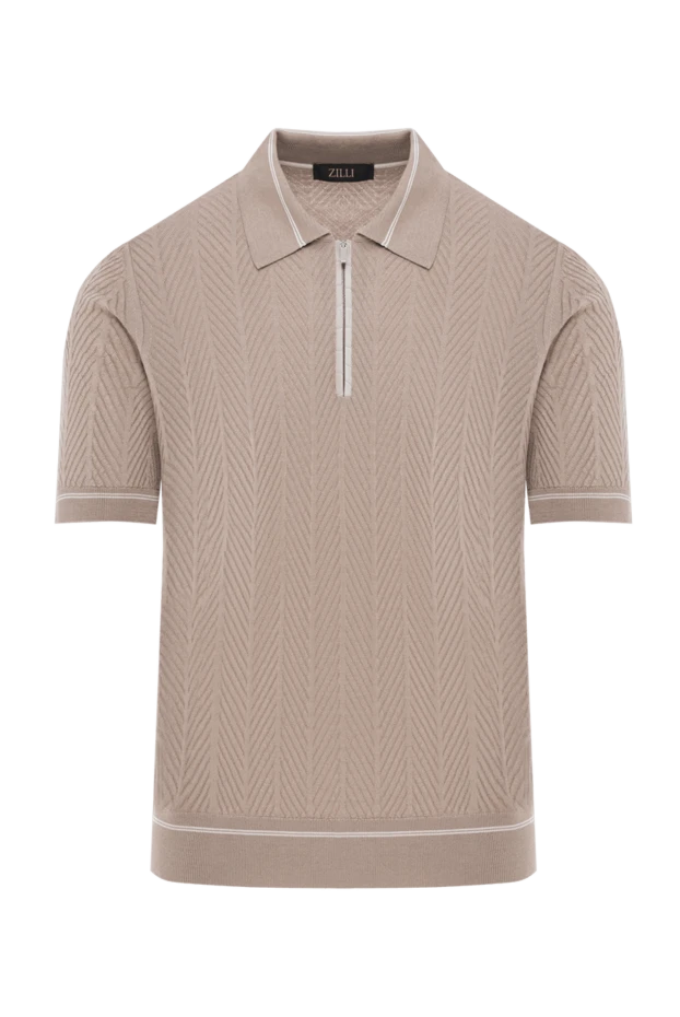 Zilli beige silk polo shirt with zip and crocodile leather inserts 189016 - photo 1