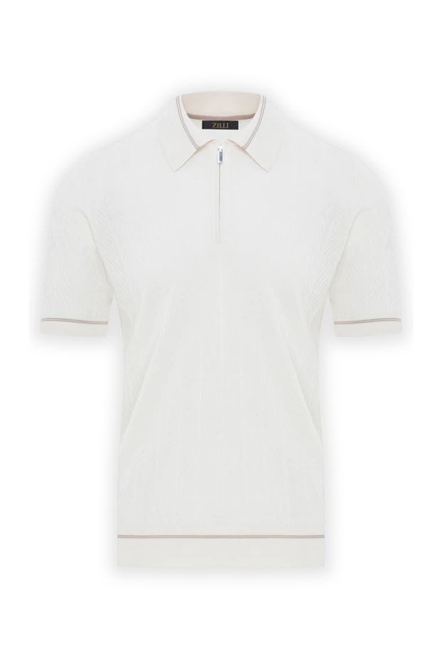 Zilli поло на молнии белого цвета с вязаной структуройиз шелка 189022 - фото 1