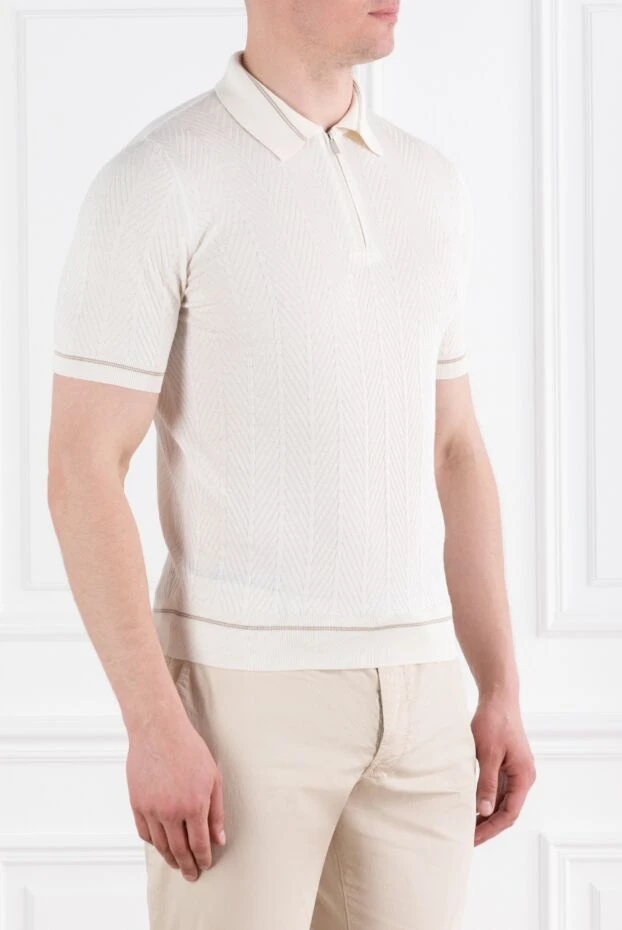 Zilli white zipped polo shirt with knitted structuremade of silk 189022 - photo 3