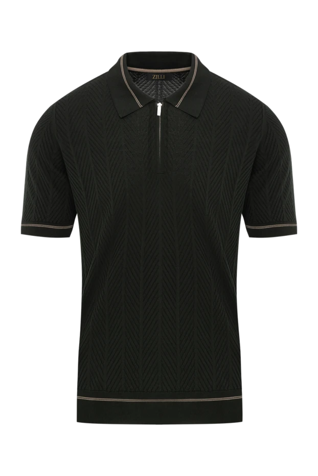 Zilli поло на молнии темно-зеленого цвета с вязаной структуройиз шелка 189023 - фото 1