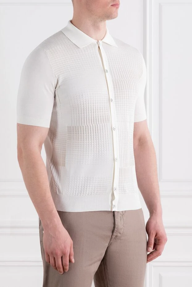 Zilli летнее поло на пуговицах с текстурным узором из шелка и хлопка 189025 - фото 3