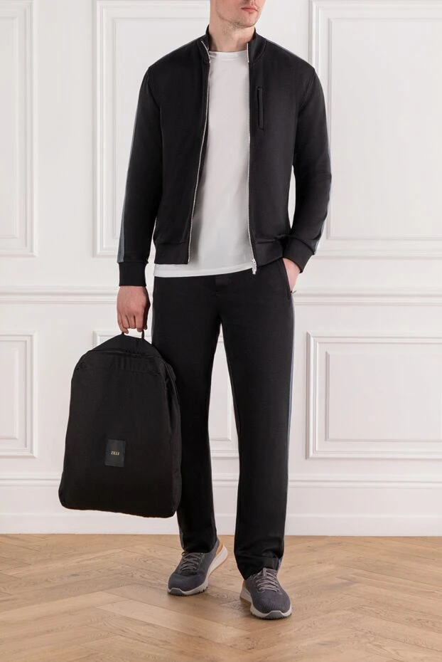 Zilli blue men's cotton and silk tracksuit with zip 189027 - photo 2