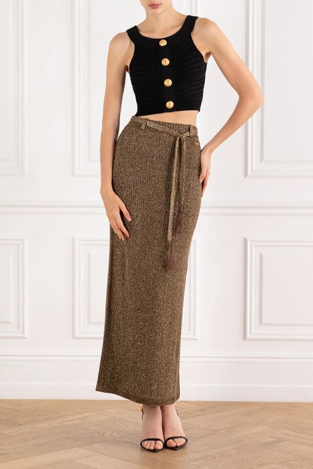 Balmain укорочений трикотажний топ із гудзиками чорного кольору 189029 - фото 2