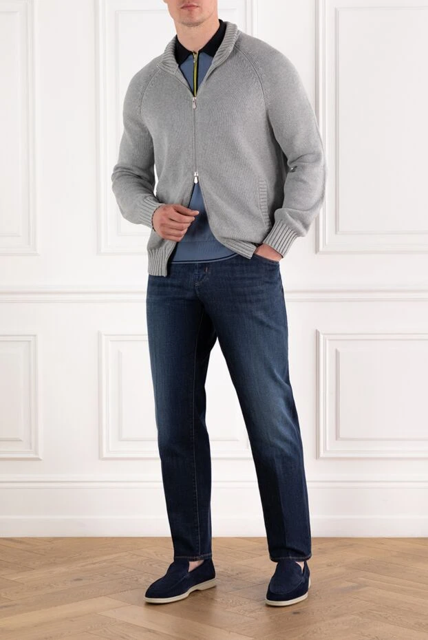 Jacob Cohen men's dark blue jeans with contrast stitching 189038 - photo 2