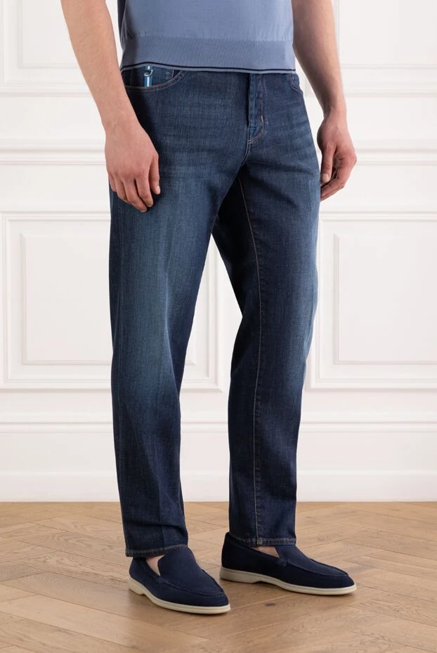 Jacob Cohen чоловічі джинси темно-сині з контрастним рядком 189038 - фото 3