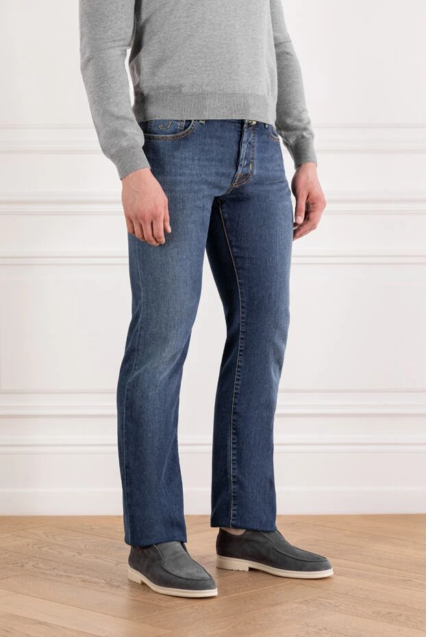 Jacob Cohen чоловічі класичні джинси світло-сині з контрастним рядком 189039 - фото 3