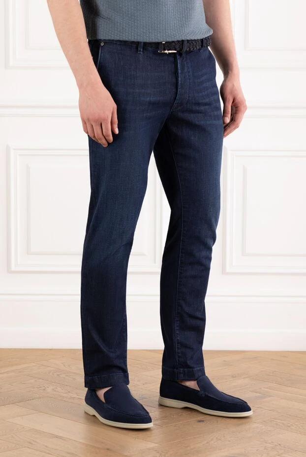 Jacob Cohen сині чоловічі джинси з ефектом потертості з бавовни на зав'язці 189041 - фото 3