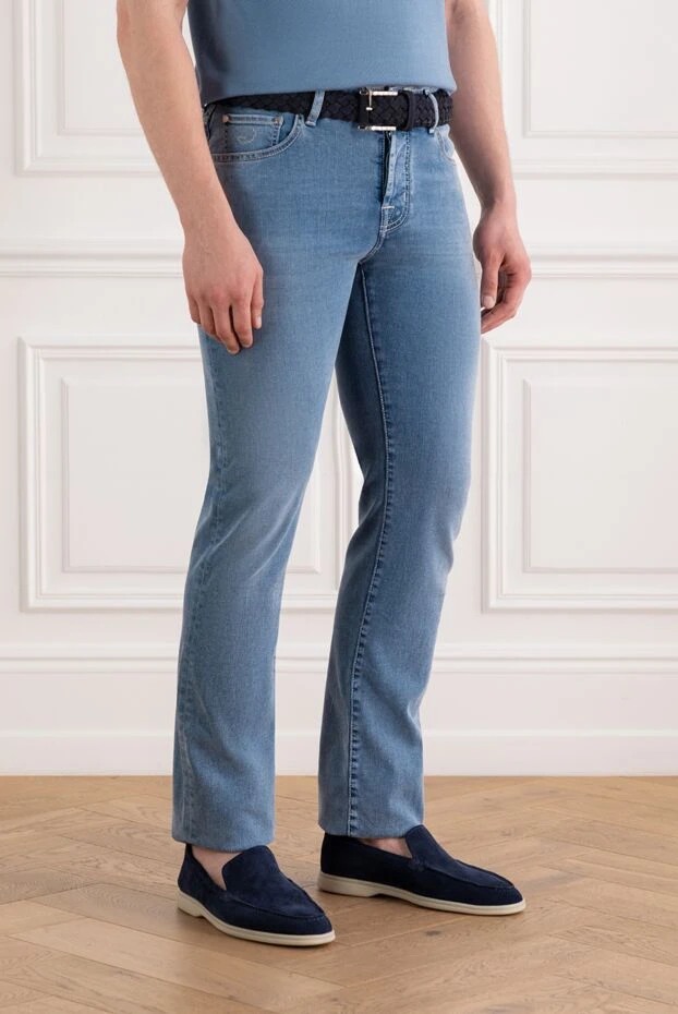 Jacob Cohen світло-блакитні джинси bard з п'ятьма кишенями та нашивкою-логотипом 189042 - фото 3