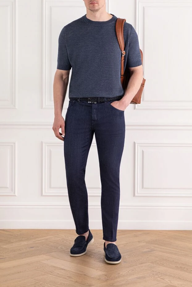 Jacob Cohen dark blue men's straight jeans with five pockets 189066 - photo 2