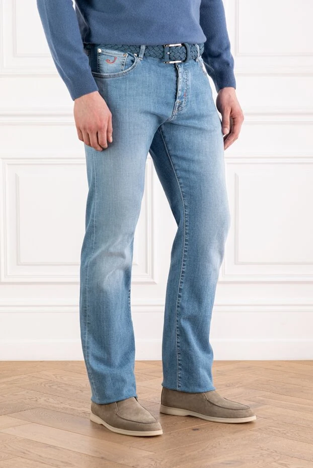 Jacob Cohen men's blue straight cotton jeans 189081 - photo 3