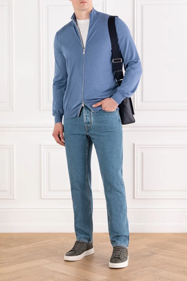 Jacob Cohen men's blue textured straight fit cotton jeans 189083 - photo 2
