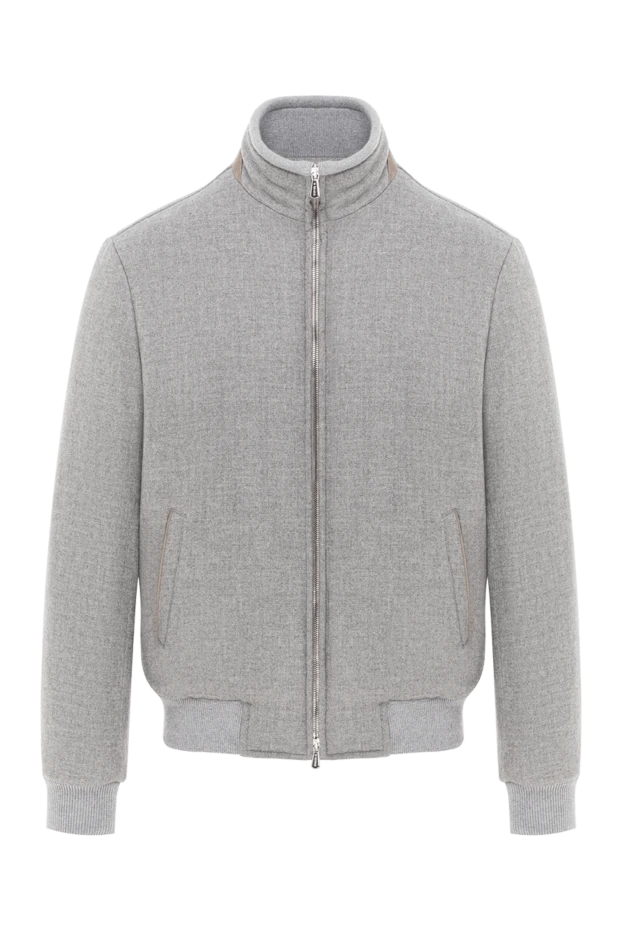 Enrico Mandelli сірий короткий вовняний пуховик з кашеміром чоловічий 189093 - фото 1