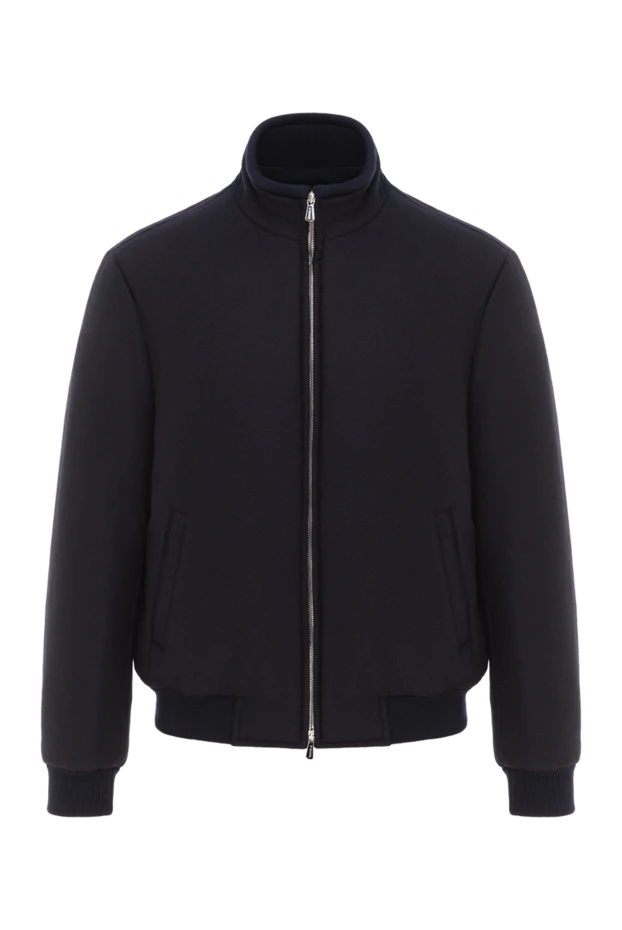 Enrico Mandelli синій короткий пуховик з вовни та кашеміру чоловічий 189094 - фото 1