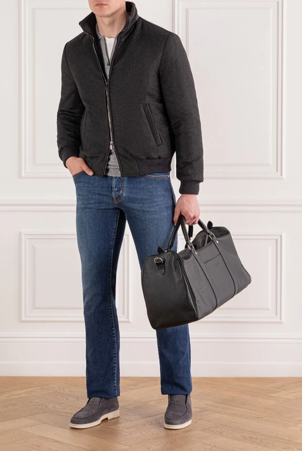 Enrico Mandelli чоловічий короткий пуховик із вовни та кашеміру сірий 189096 - фото 2