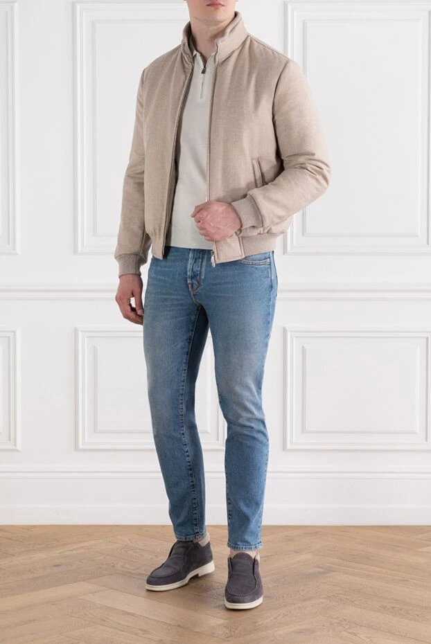 Enrico Mandelli бежевий короткий пуховик з вовни та кашеміру чоловічий 189099 - фото 2