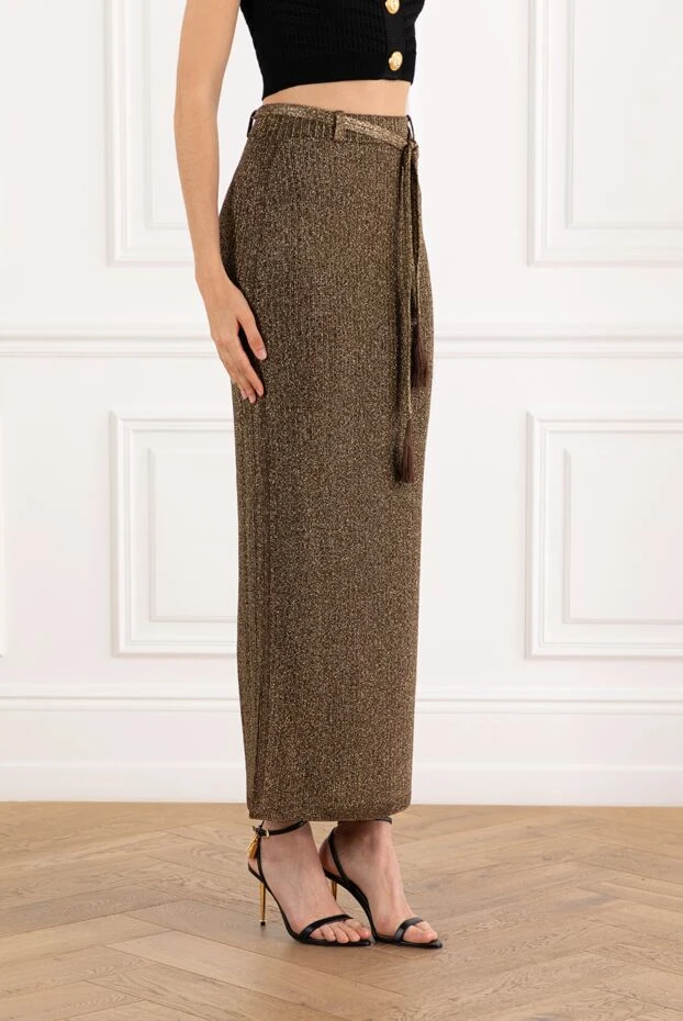Tom Ford knitted pencil skirt yellow with slit and logo 189115 - photo 3