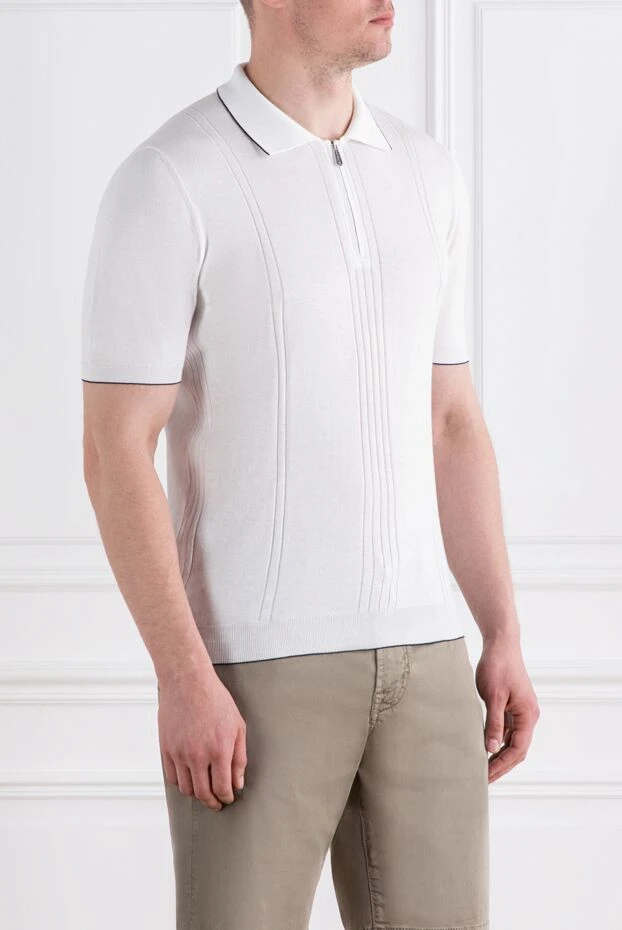 Svevo white cotton polo with black zip trim 189131 - photo 3