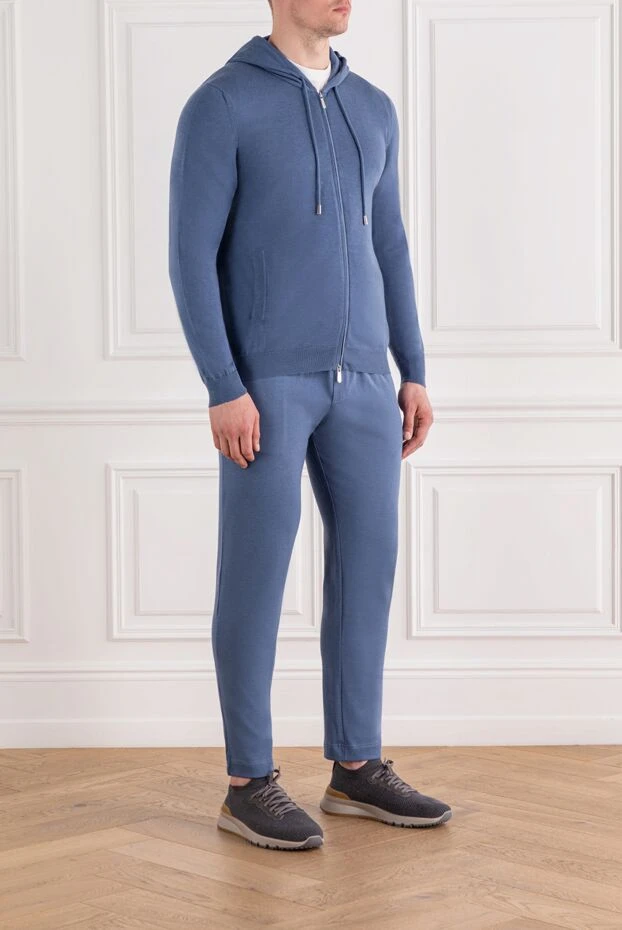 Svevo blue men's cotton cashmere hooded tracksuit 189135 - photo 3