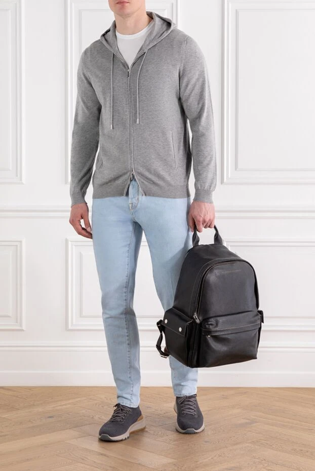 Svevo grey sweatshirt made of knitted cashmere with a hood 189136 - photo 2