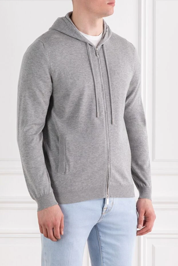 Svevo grey sweatshirt made of knitted cashmere with a hood 189136 - photo 3