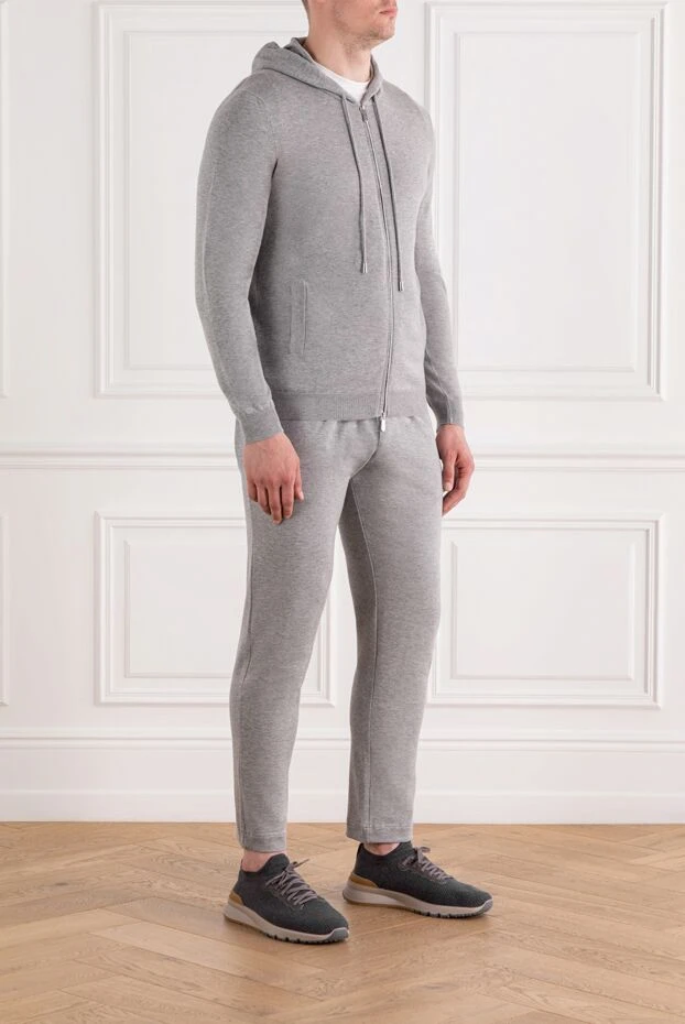 Svevo grey men's cotton cashmere hooded tracksuit 189137 - photo 3