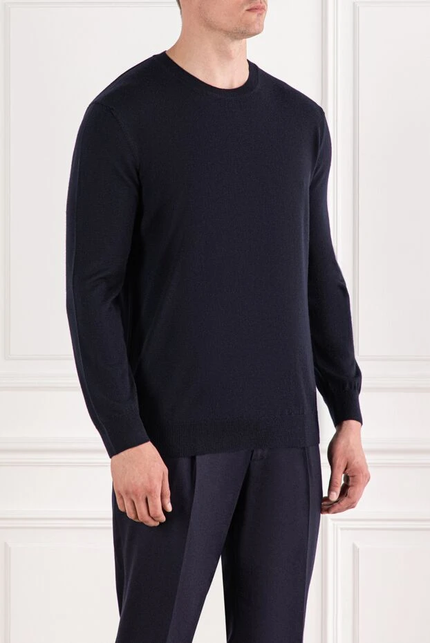 Corneliani classic straight cut jumper made of blue wool 189146 - photo 3