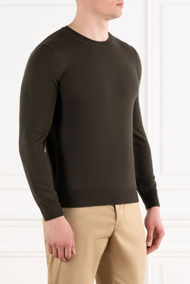 Corneliani brown men's wool jumper smooth round neck 189148 - photo 3