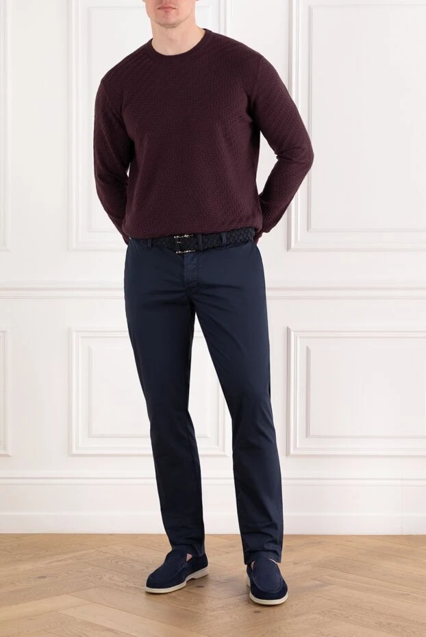 Corneliani men's textured knit wool jumper burgundy 189151 - photo 2