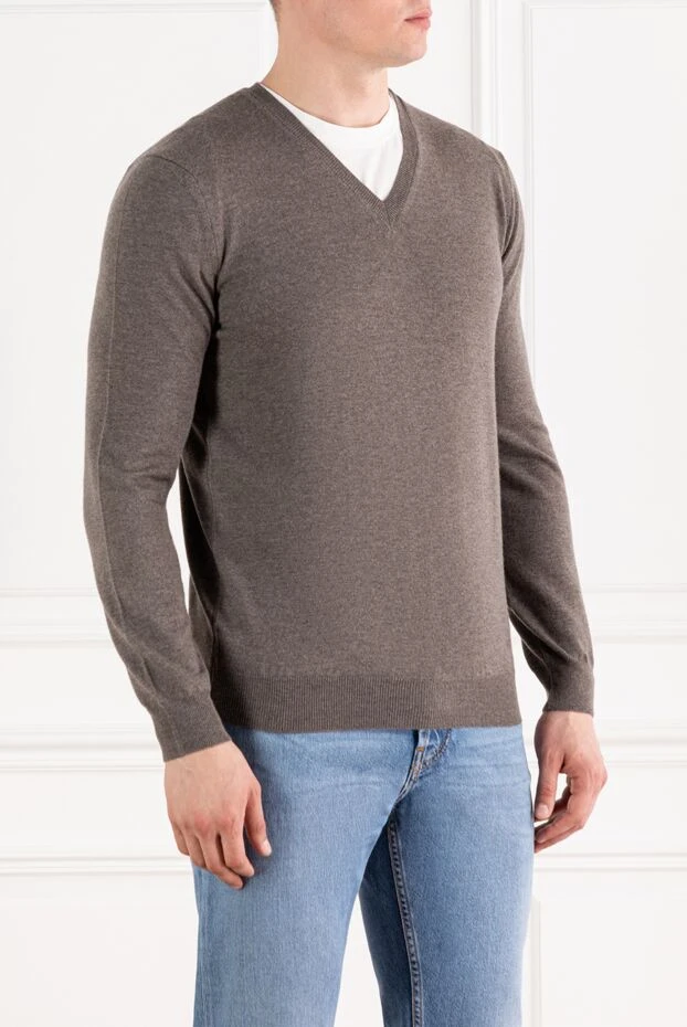 Corneliani beige men's v-neck wool jumper 189157 - photo 3