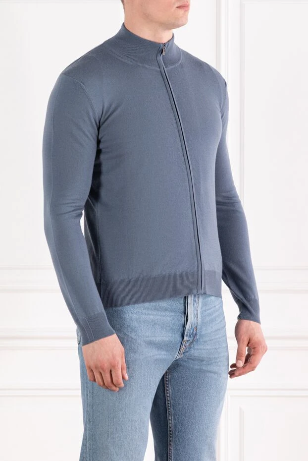 Corneliani men's blue wool zip up cardigan 189164 - photo 3