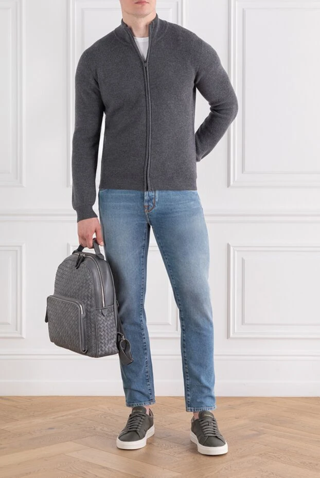 Corneliani men's gray wool zip up cardigan 189166 - photo 2