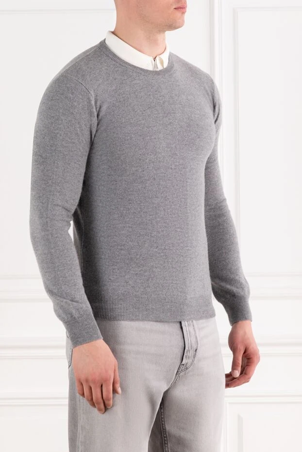 Corneliani men's grey wool cashmere crew neck jumper 189184 - photo 3